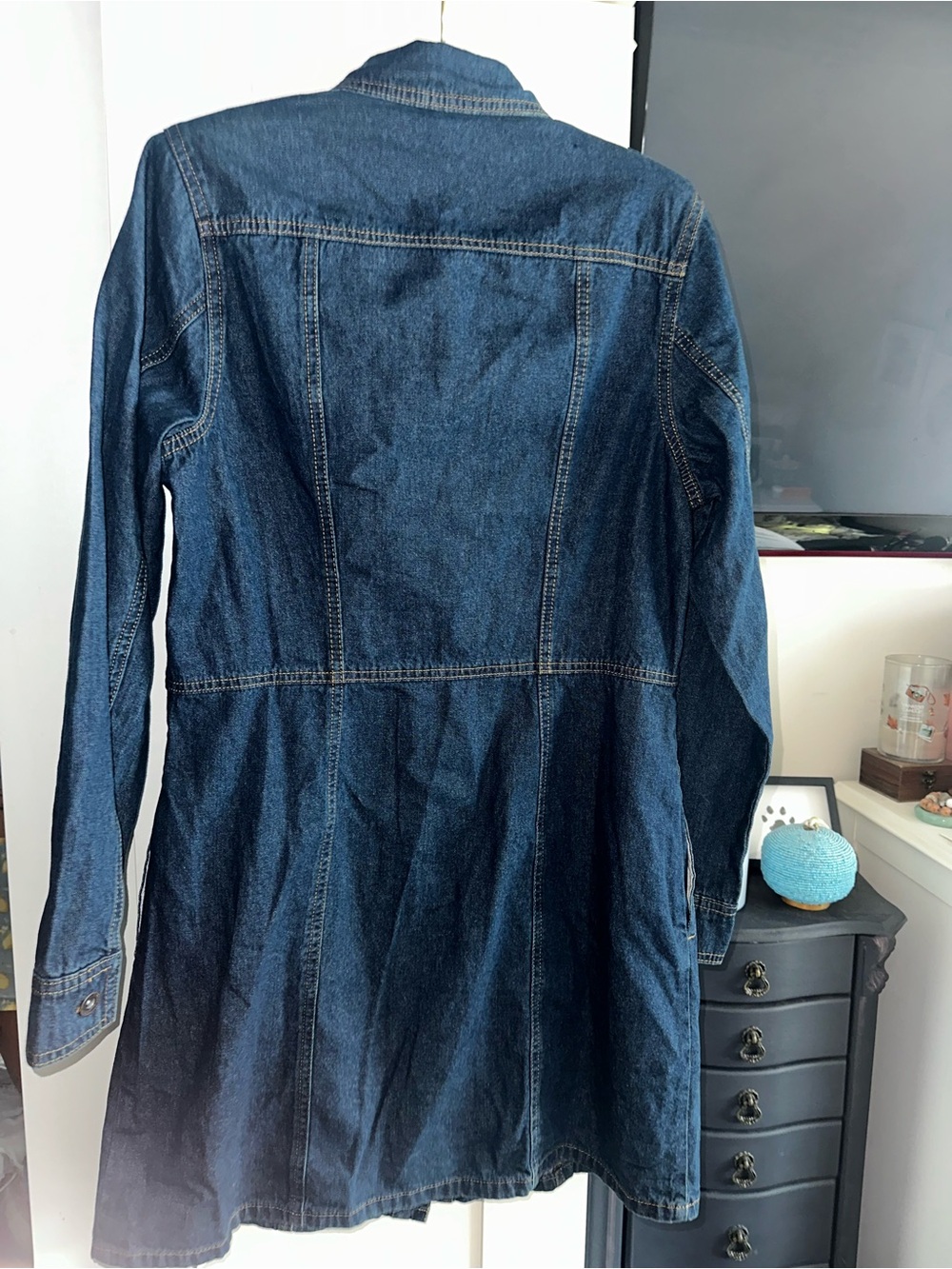 NWOT Frye Denim Button Down Mini Dress Dark Wash - Picture 2 of 8